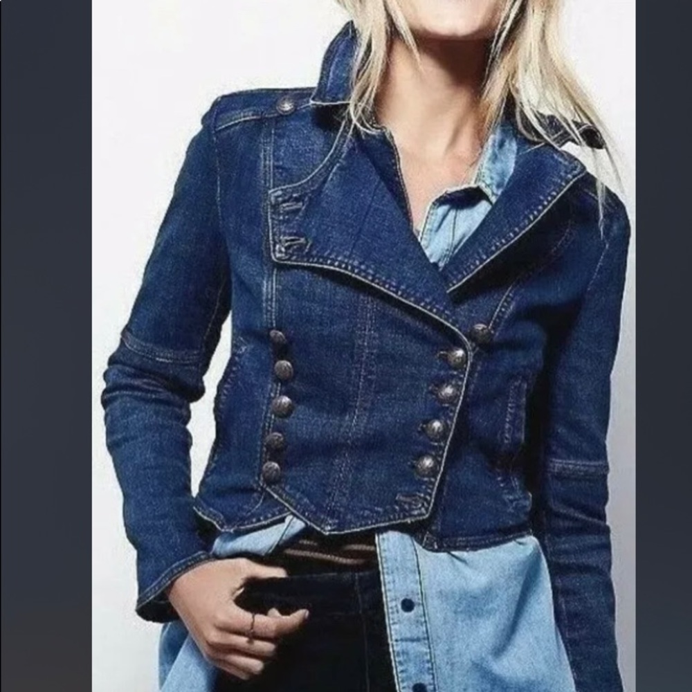 Free People Denim Band Jacket SZ XS
